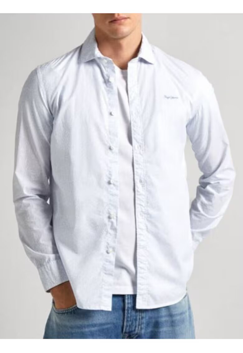 Pepe Jeans Camasa eleganta din bumbac - Albastru deschis