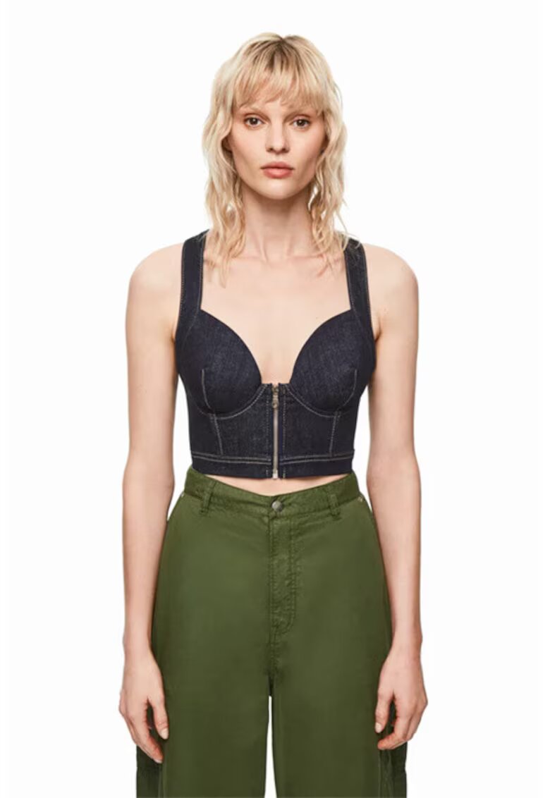 Pepe Jeans Dua Lipa Erika Bluza De Dama Top Denim - L NAVY -