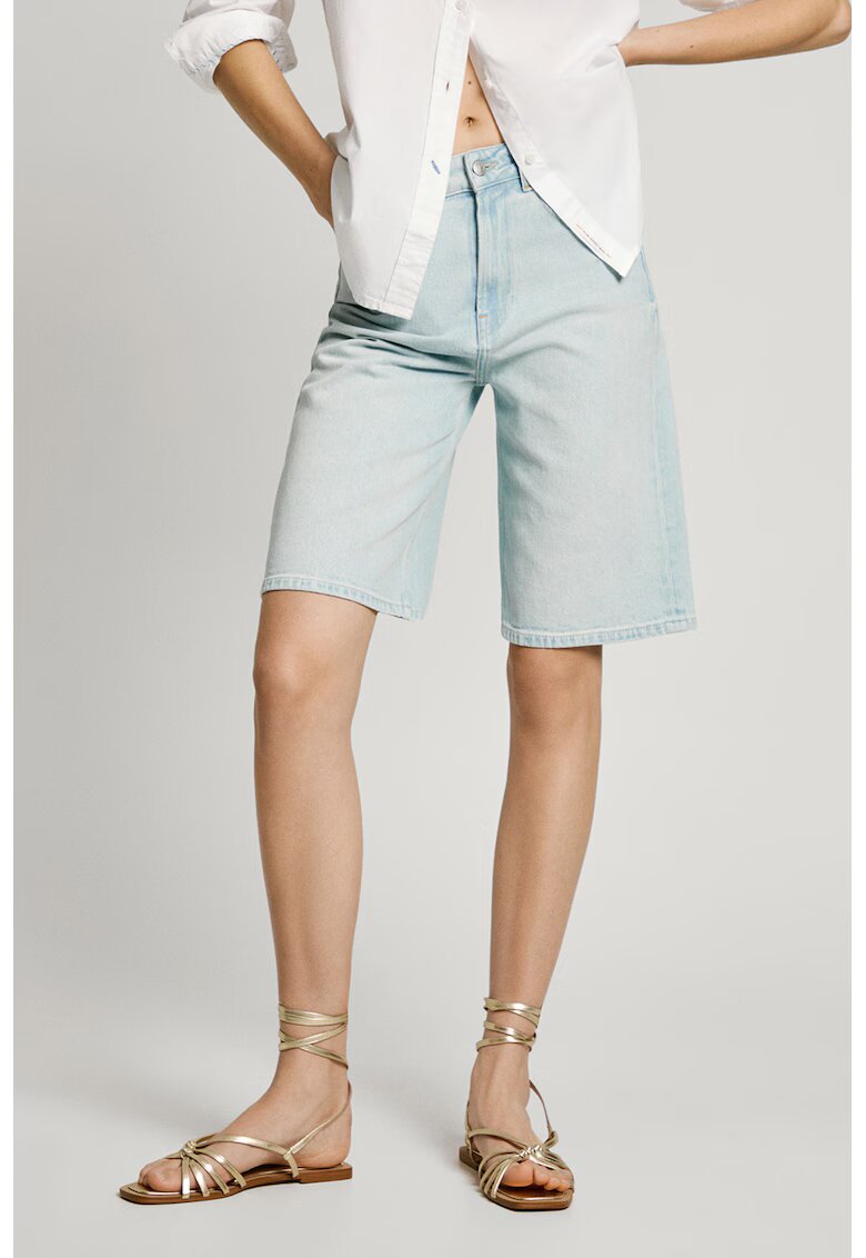 Pepe Jeans London Bermude de denim cu talie medie - Albastru pastel