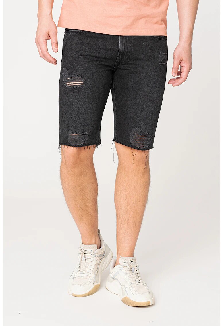 Pepe Jeans London Bermude din denim cu detalii cu aspect deteriorat - Negru