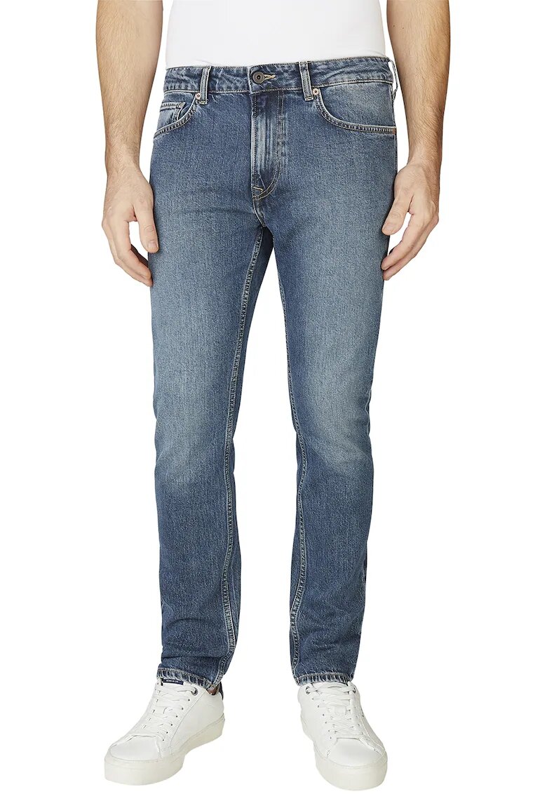 Pepe Jeans London Blugi conici cu talie medie - Albastru prafuit