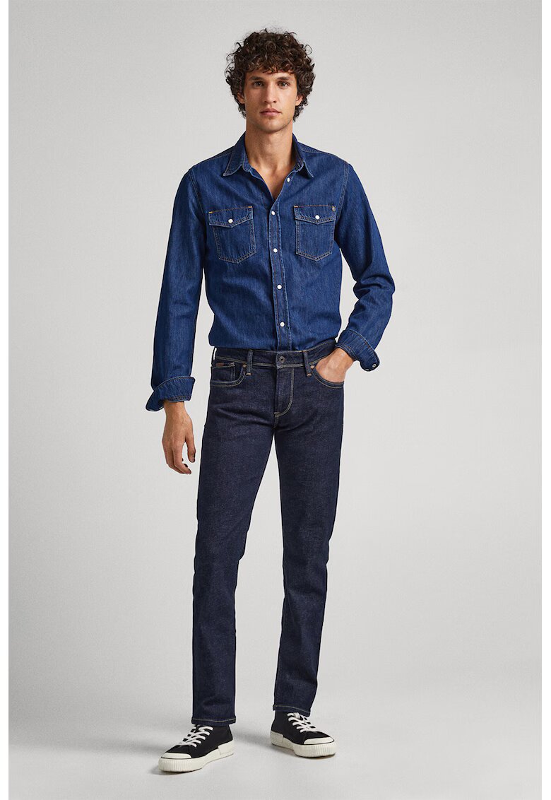 Pepe Jeans London Blugi cu croiala dreapta si cusaturi contrastante - Bleumarin