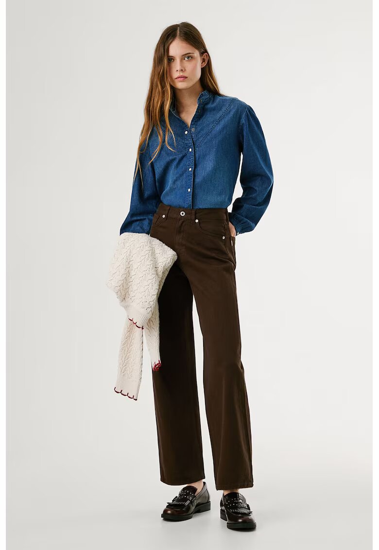 Pepe Jeans London Blugi cu croiala dreapta si talie inalta Lexa - Maro inchis