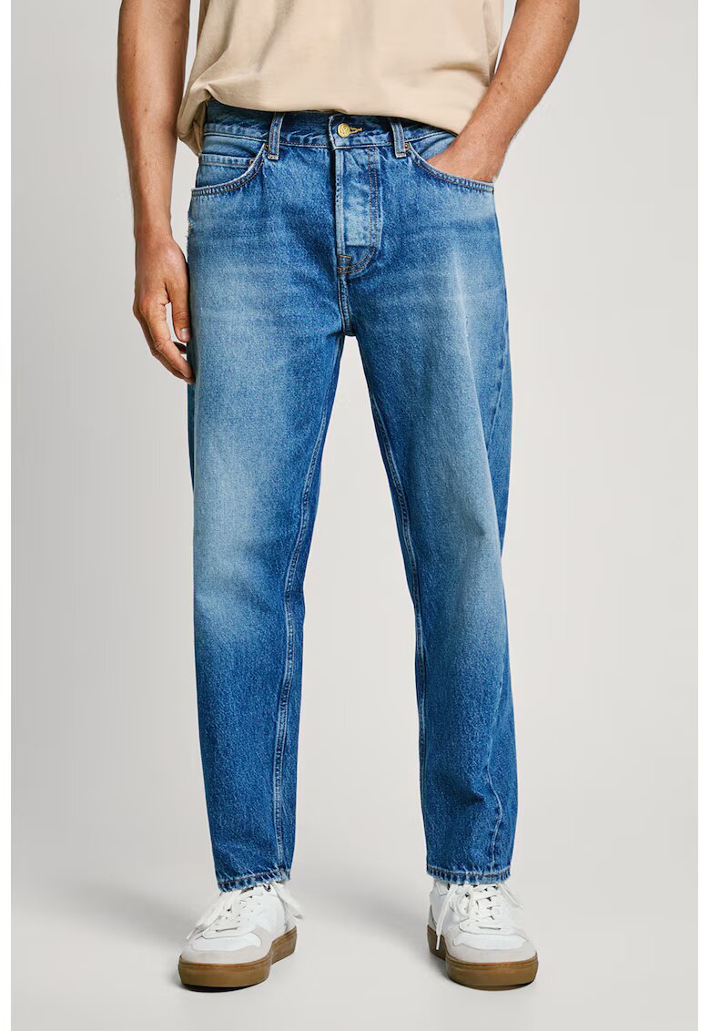 Pepe Jeans London Blugi cu talie medie si aspect decolorat - Albastru prafuit