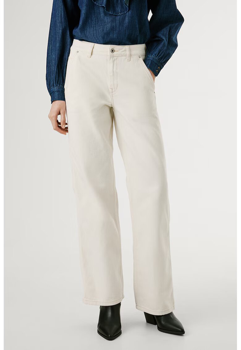 Pepe Jeans London Blugi drepti cu talie medie - Alb murdar