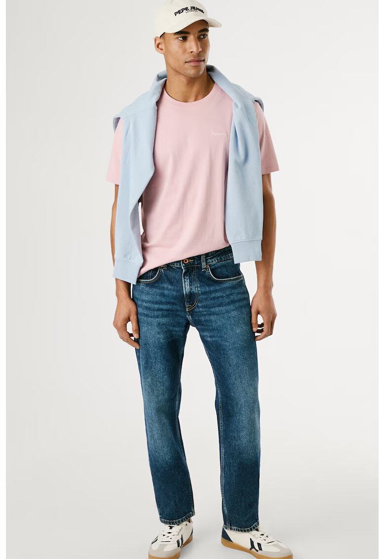 Pepe Jeans London Blugi drepti cu talie medie - Albastru pastel