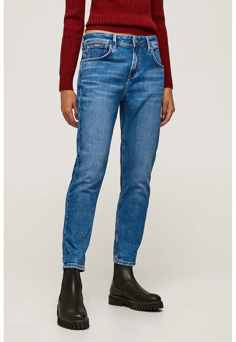Pepe Jeans London Blugi mom fit Violet - Albastru