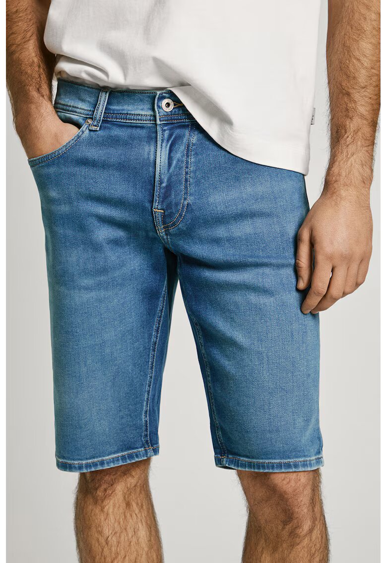 Pepe Jeans London Blugi scurti cu talie medie - Albastru prafuit