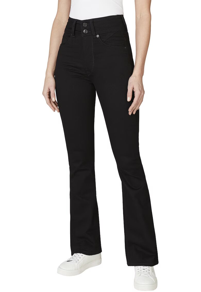 Pepe Jeans London Blugi skinny cu croiala evazata - Negru