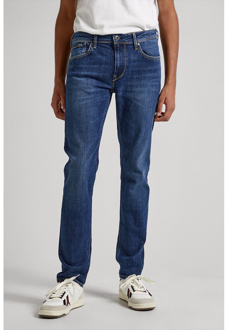 Pepe Jeans London Blugi skinny cu talie medie Finsbury - Albastru inchis