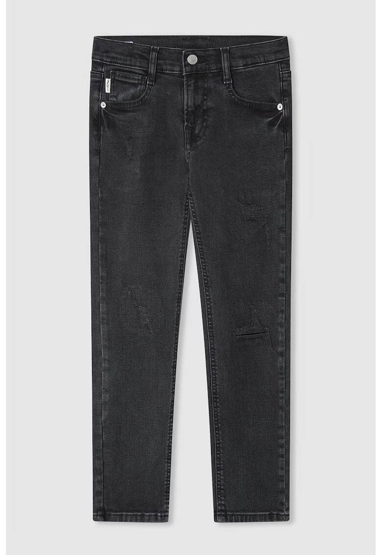 Pepe Jeans London Blugi slim fit cu aspect deteriorat - Negru