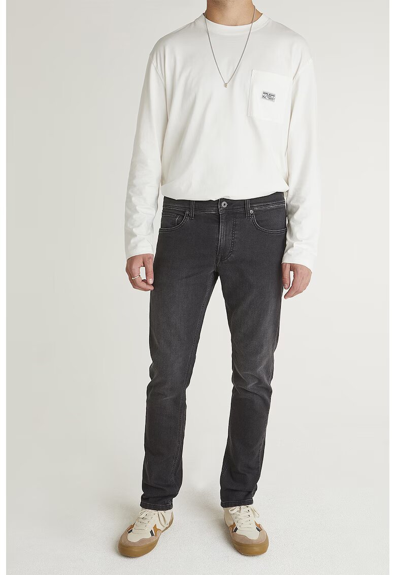 Pepe Jeans London Blugi slim fit cu model uni - Gri antracit