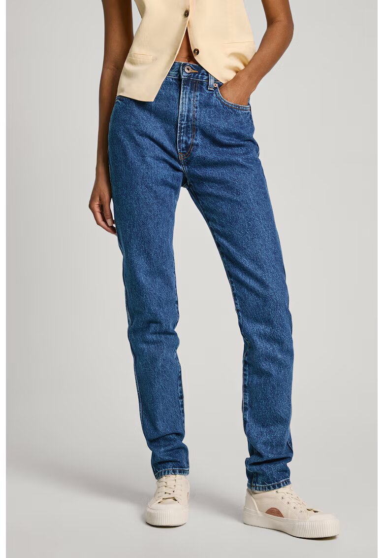 Pepe Jeans London Blugi slim fit cu talie inalta - Albastru inchis