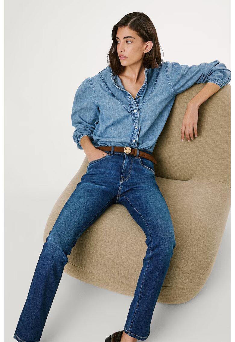 Pepe Jeans London Blugi slim fit cu talie medie - Albastru inchis