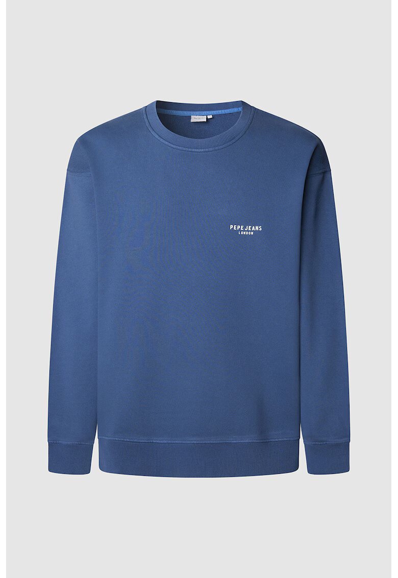 Pepe Jeans London Bluza de trening cu imprimeu grafic si decolteu la baza gatului - Albastru