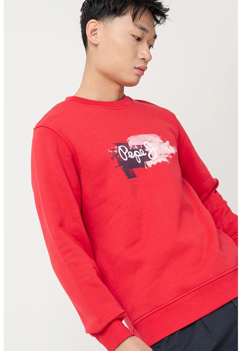 Pepe Jeans London Bluza de trening cu imprimeu logo - Rosu