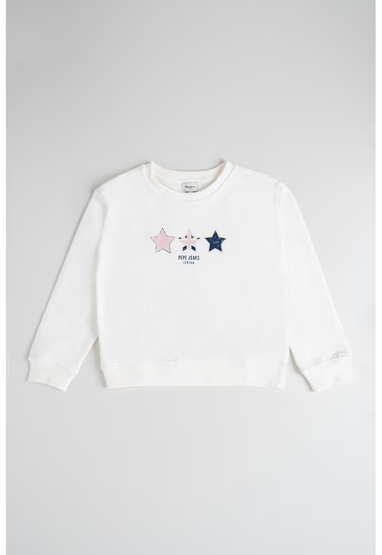 Pepe Jeans London Bluza de trening din bumbac cu imprimeu stele - Alb