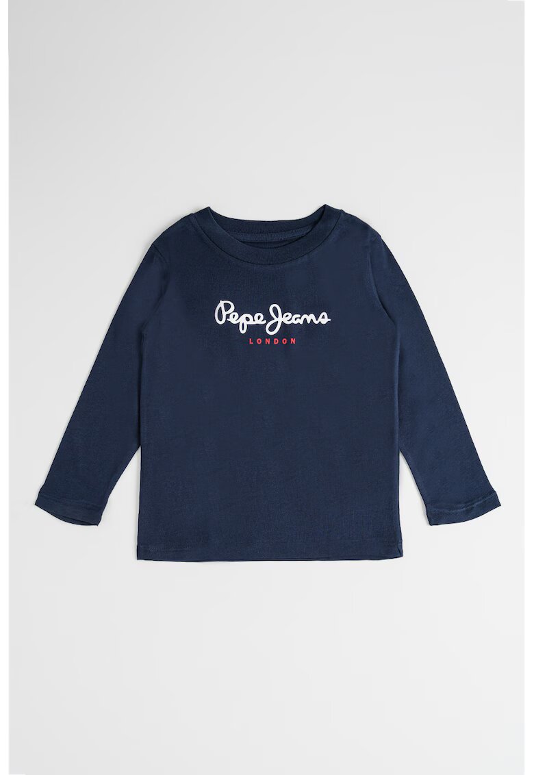 Pepe Jeans London Bluza din bumbac cu imprimeu logo - Bleumarin