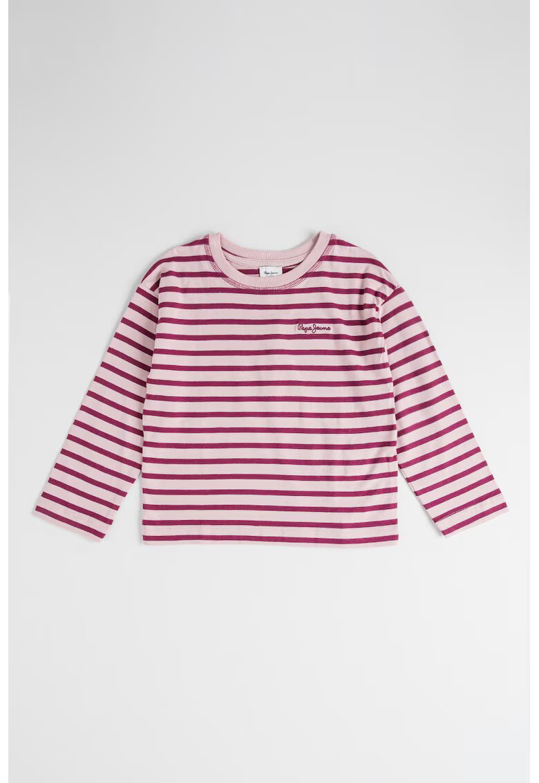 Pepe Jeans London Bluza din bumbac cu maneci lungi si dungi - Violet prafuit