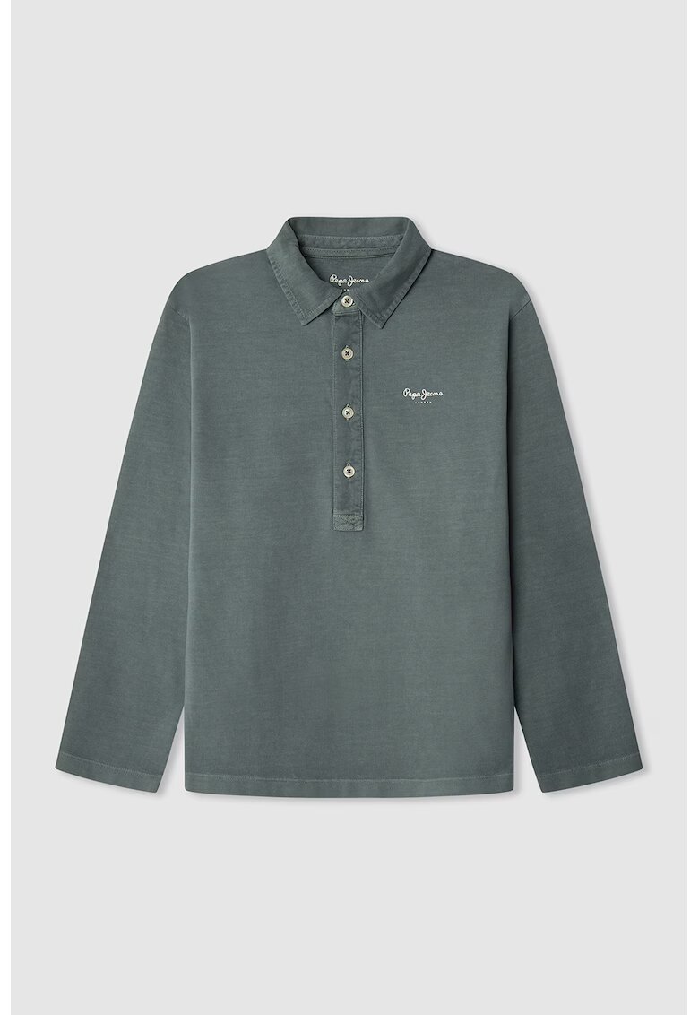 Pepe Jeans London Bluza polo cu logo - Albastru petrol