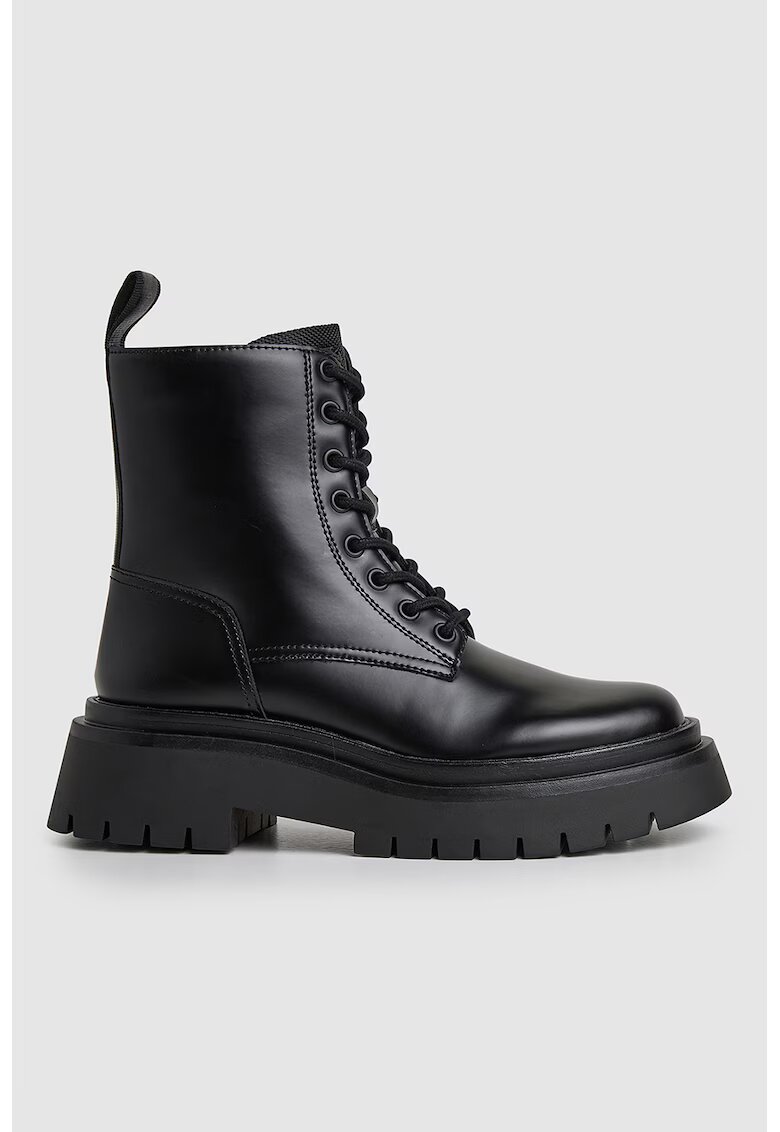 Pepe Jeans London Bocanci de piele ecologica cu aspect masiv - Negru