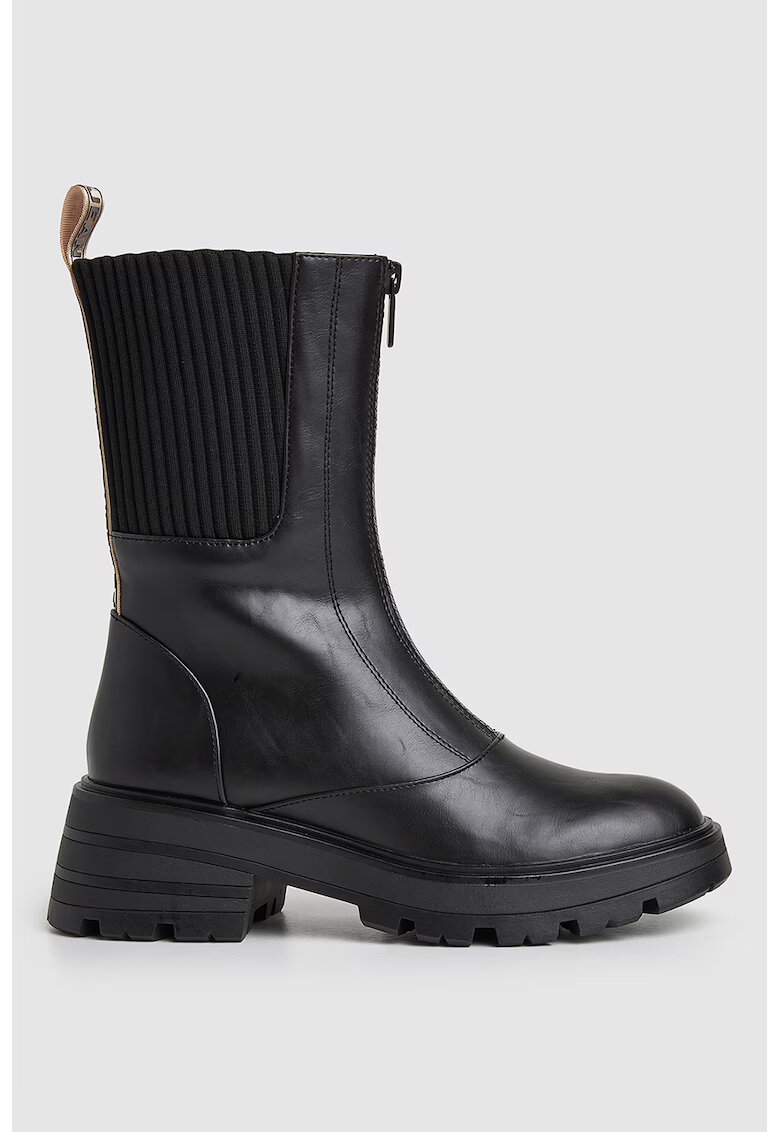 Pepe Jeans London Bocanci de piele ecologica cu logo stantat - Negru