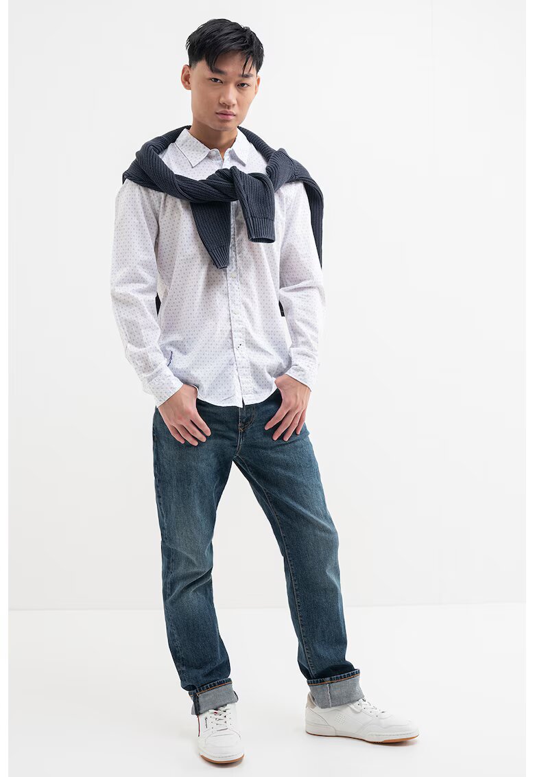 Pepe Jeans London Camasa de bumbac cu model - Albastru inchis/Alb optic