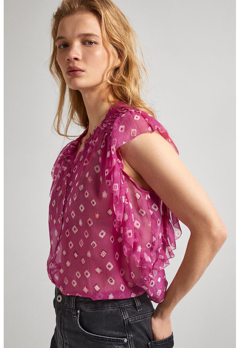 Pepe Jeans London Camasa fara maneci cu model grafic - Fucsia