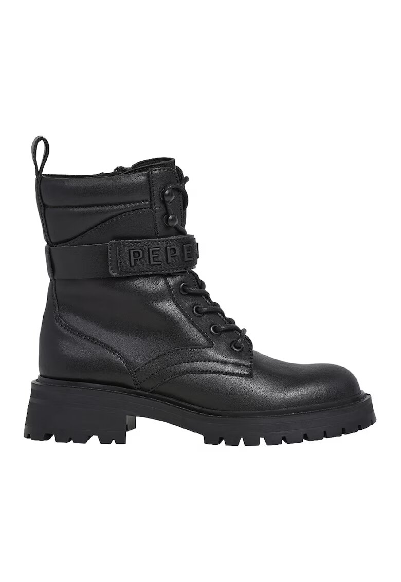 Pepe Jeans London Cizme din piele cu fermoar - Negru
