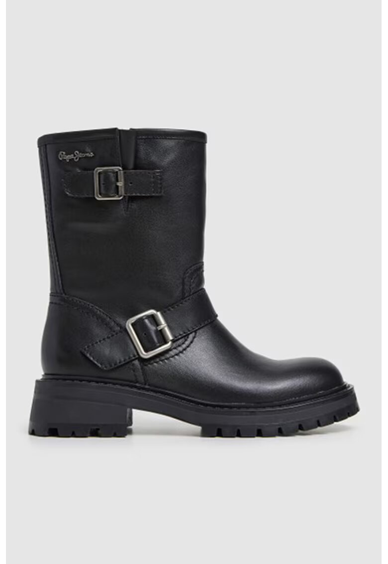 Pepe Jeans London Cizme medii de piele lacuita - Negru