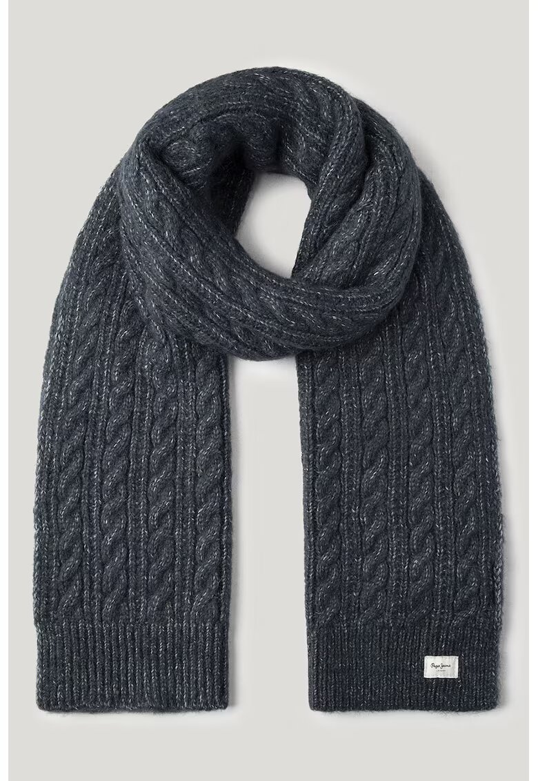 Pepe Jeans London Fular cu design torsade - Albastru ultramarin/Alb murdar