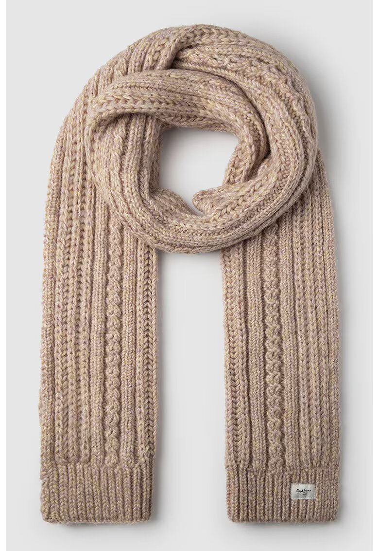 Pepe Jeans London Fular din tricot cu terminatii striate - Roz prafuit