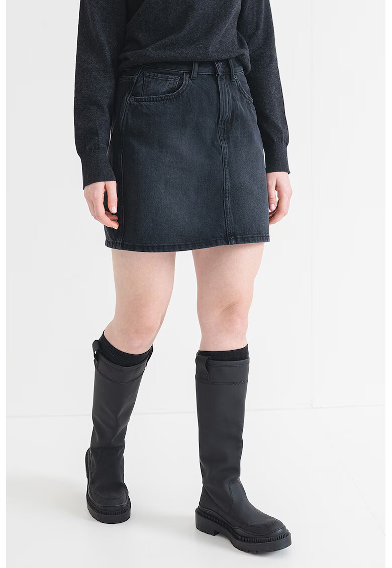 Pepe Jeans London Fusta de denim cu 5 buzunare - Negru stins