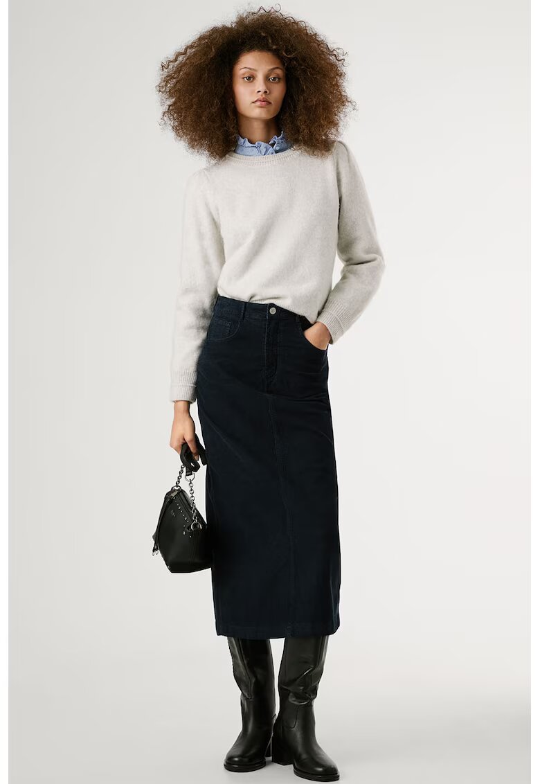 Pepe Jeans London Fusta midi din denim cu croiala dreapta - Albastru ultramarin