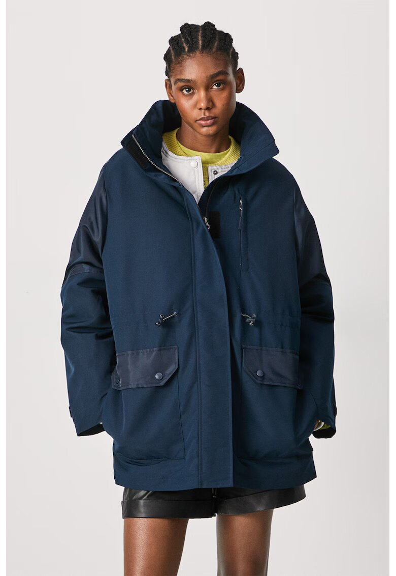 Pepe Jeans London Geaca cu talie ajustabila - Bleumarin