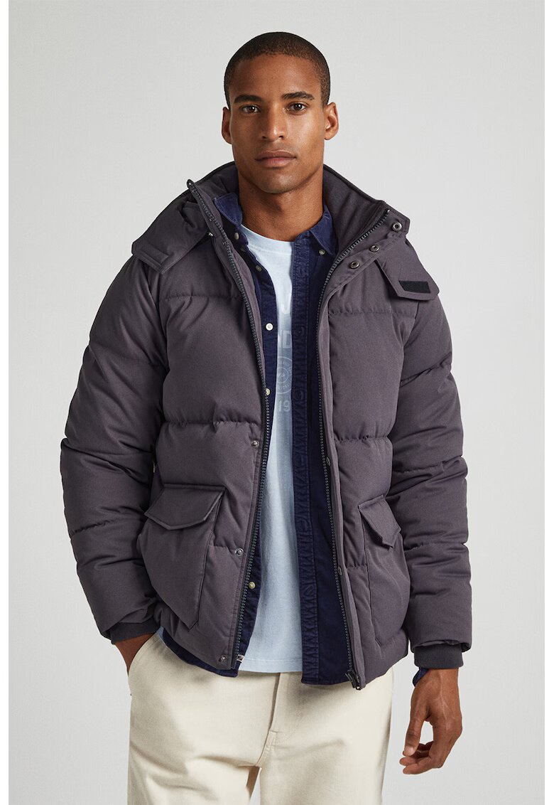 Pepe Jeans London Geaca cu vatelina si gluga - Gri carbune