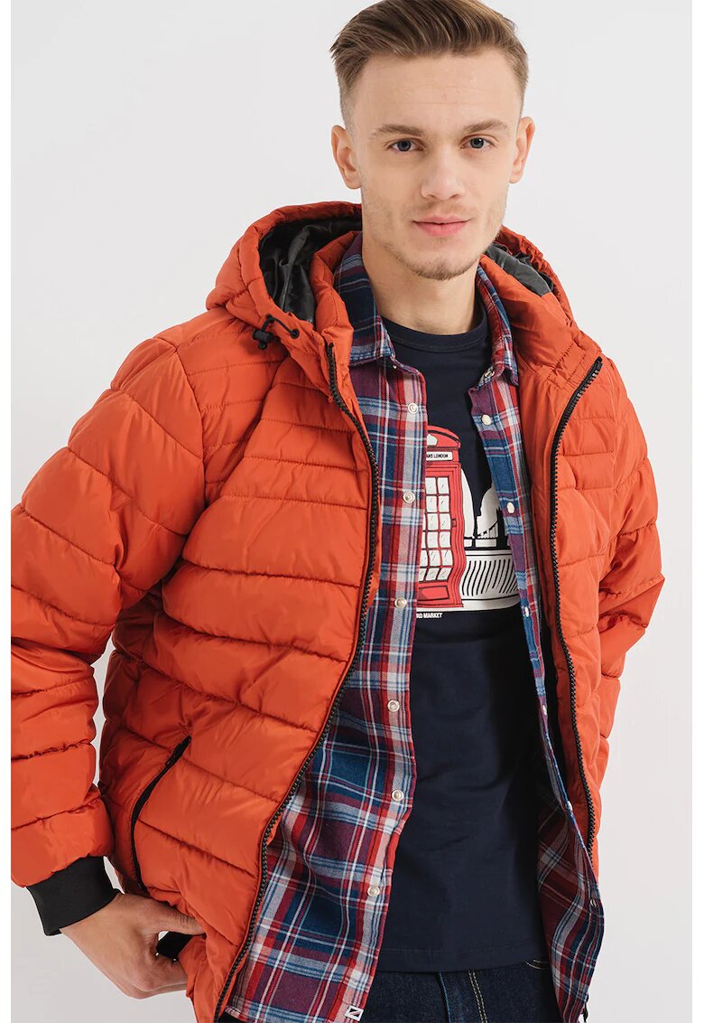 Pepe Jeans London Geaca cu vatelina si gluga James - Caramiziu