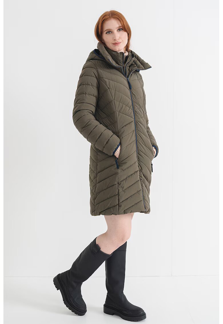 Pepe Jeans London Geaca lunga matlasata - Verde inchis