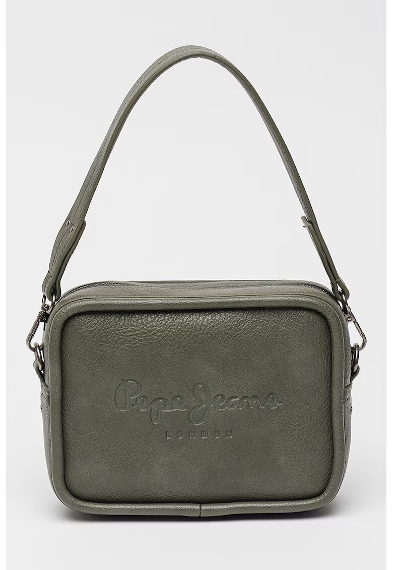 Pepe Jeans London Geanta crossbody de piele ecologica cu logo - Kaki