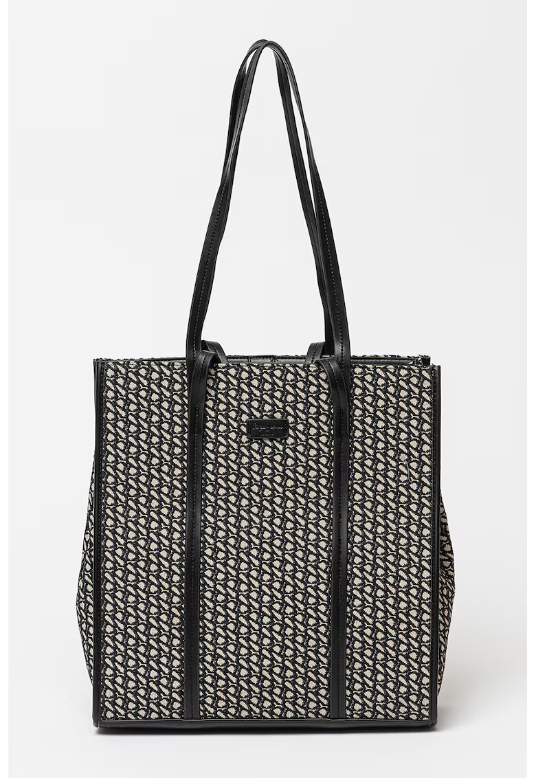 Pepe Jeans London Geanta tote cu imprimeu Macy - Negru/Alb murdar