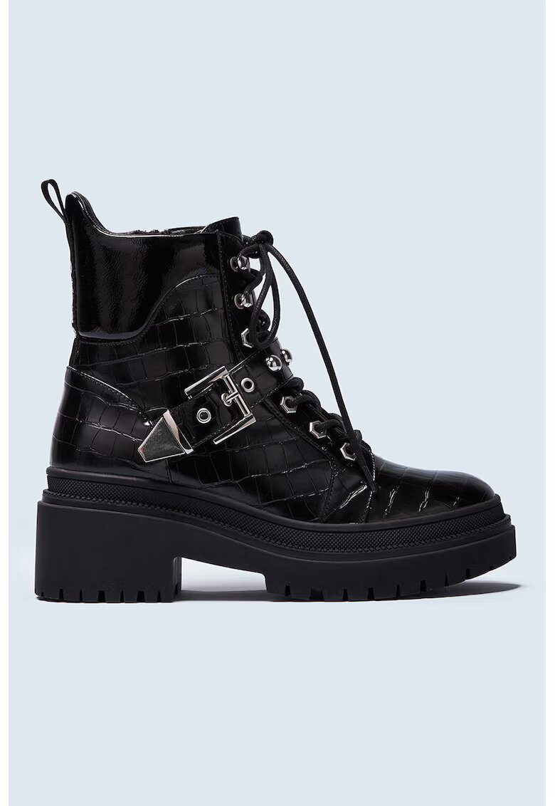 Pepe Jeans London Ghete biker cu toc masiv Rock - Negru