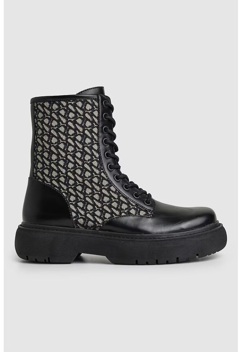Pepe Jeans London Ghete cu model si garnituri de piele ecologica - Negru/Crem