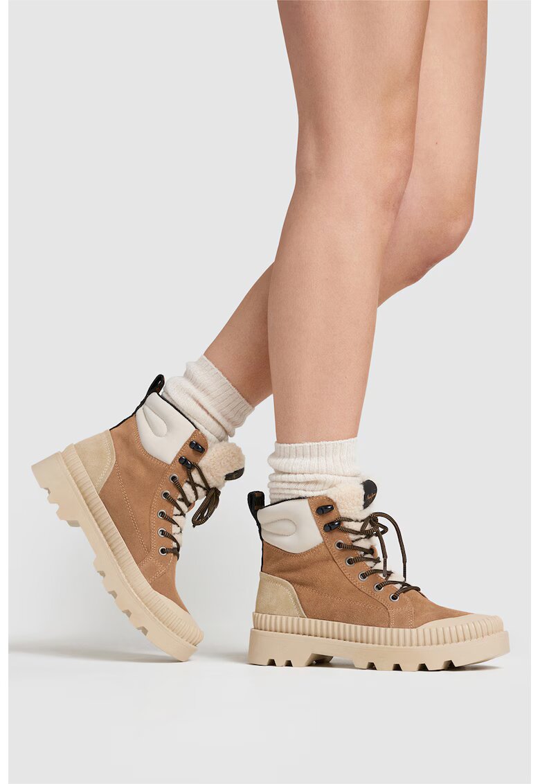 Pepe Jeans London Ghete de piele intoarsa - Maro