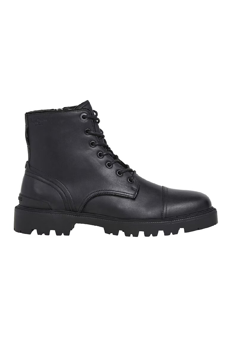 Pepe Jeans London Ghete din piele cu fermoar - Negru