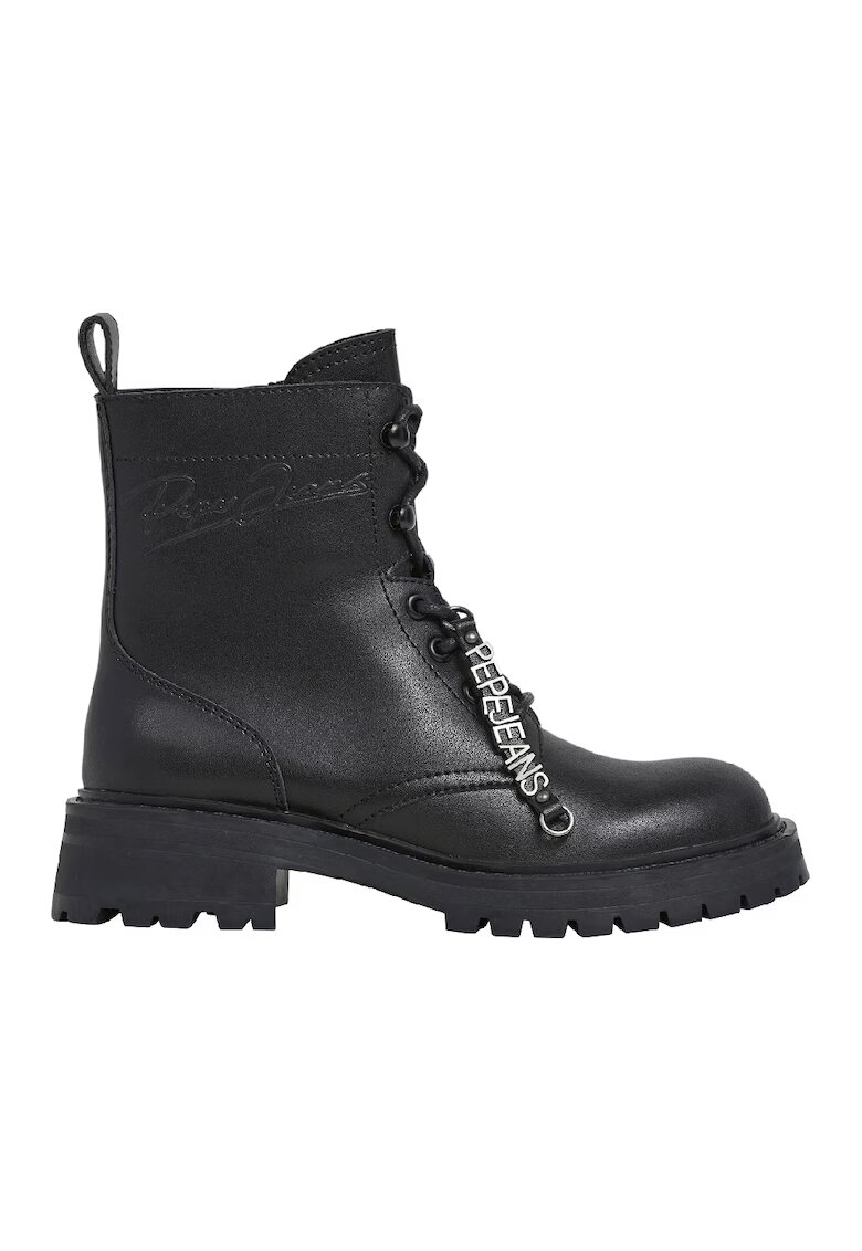 Pepe Jeans London Ghete din piele cu fermoar - Negru