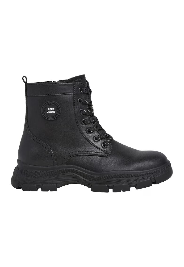 Pepe Jeans London Ghete din piele ecologica cu aplicatie logo discret - Negru