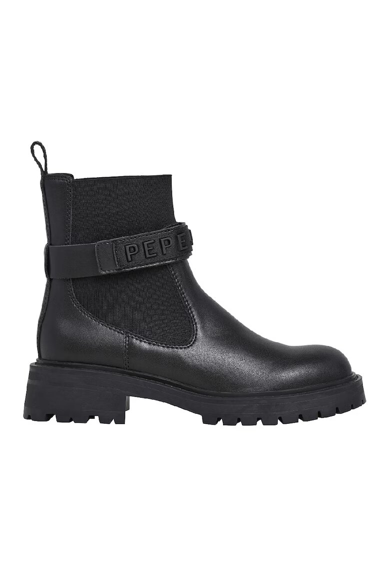 Pepe Jeans London Ghete din piele si material textil - Negru