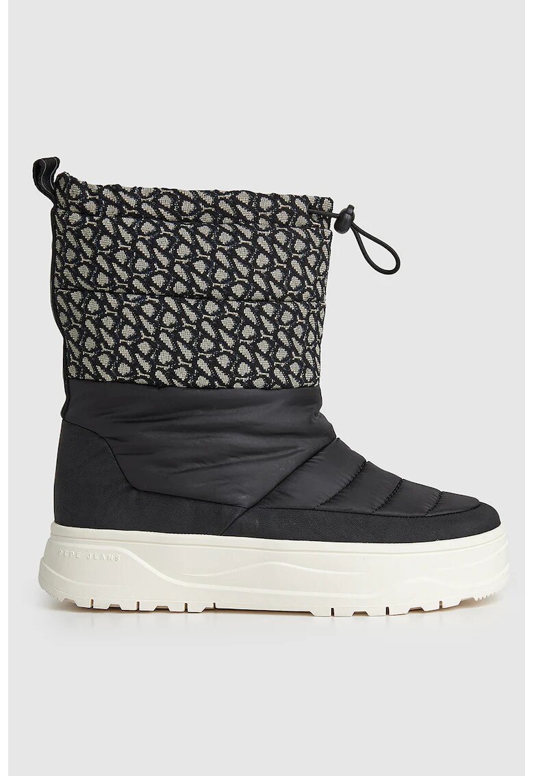 Pepe Jeans London Ghete fara inchidere cu insertii din jacquard - Negru/Crem