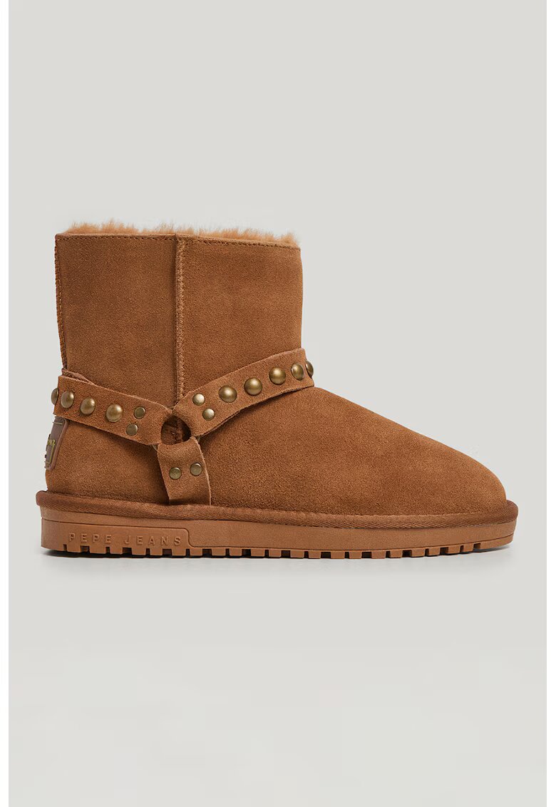 Pepe Jeans London Ghete slip-on de piele intoarsa - Caramel
