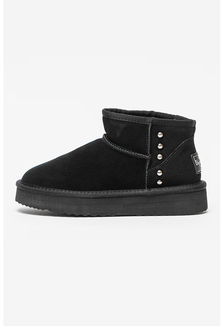 Pepe Jeans London Ghete slip-on de piele intoarsa cu tinte Nicole - Negru